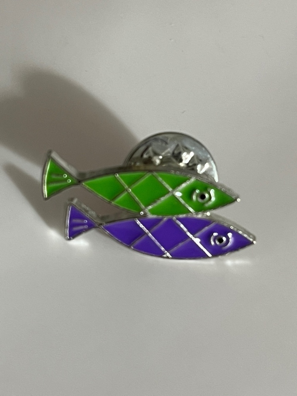 Green & Purple Fish Pin Accessory for Pets and Gear - Picture 4 of 9